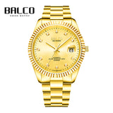 BALCO Gold and Diamond Watch Men's Automatic Watches With 11 Natural Diamond 24K Gold Wristwatch