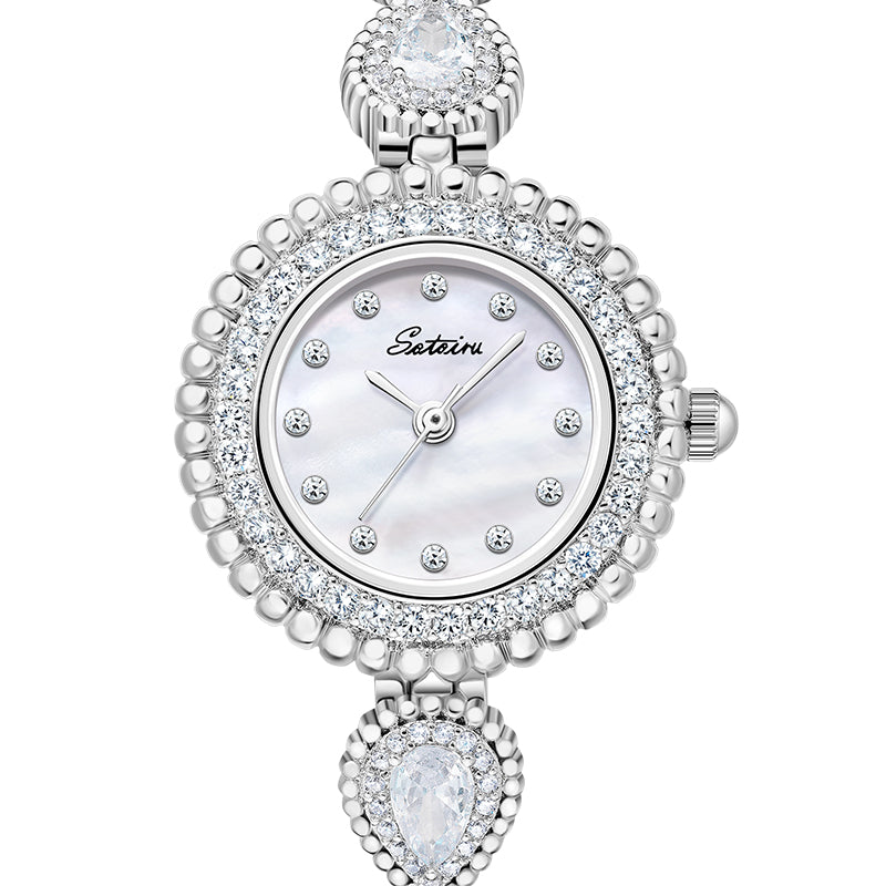 Sotoiru Women Watches Silver Luxury Watch With Zircon Gems Watch